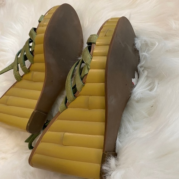 Linea Paolo Bamboo Wedges. Green/Brown. Sz 8 - Picture 6 of 8